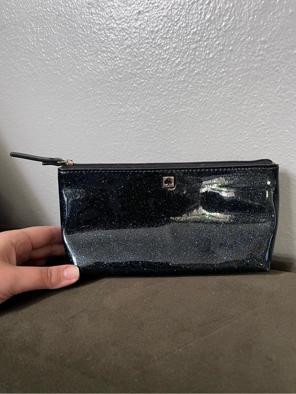 kate spade Black Sparkle Zip Pouch